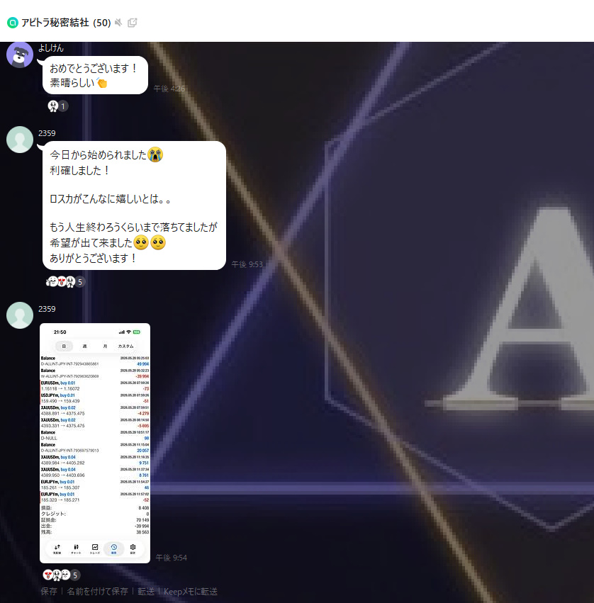 本日から利確・希望が出た